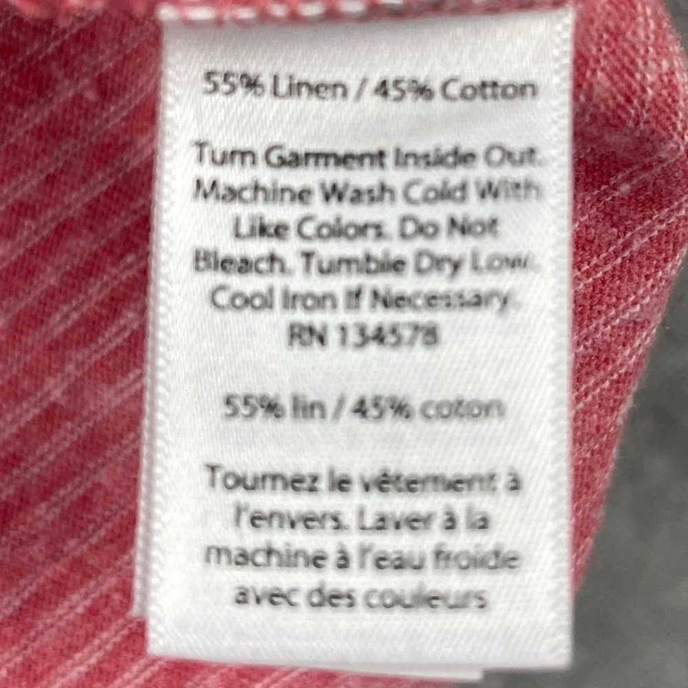 Vineyard Vines Mens XXL Red Striped Polo Shirt Short Sleeve Linen Blend